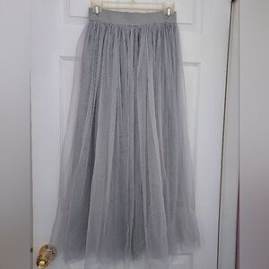 Chic Gray Maxi Tulle Skirt